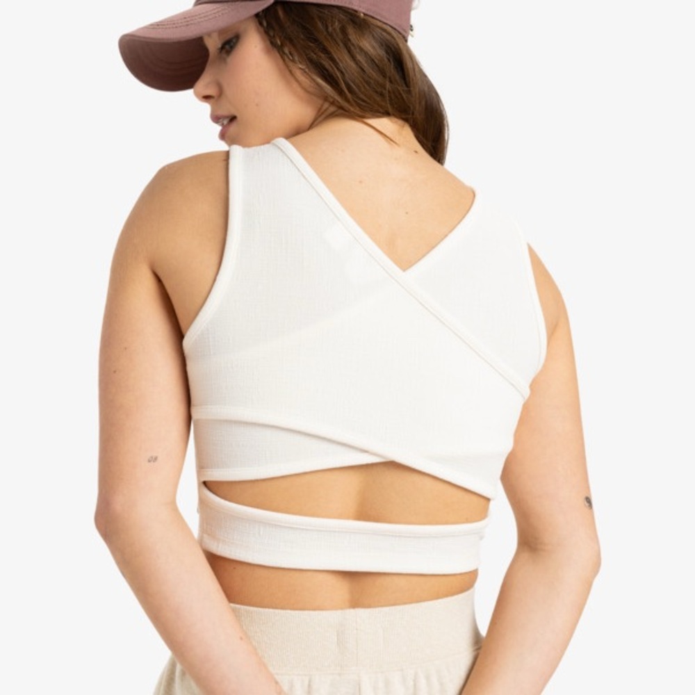 Roxy White Textured Fabric with Logo Button